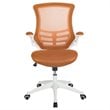 Pemberly Row Mid Back Mesh Office Swivel Chair in Tan and White