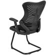 Pemberly Row Contemporary Mesh Sled Base Office Chair in Black