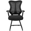 Pemberly Row Contemporary Mesh Sled Base Office Chair in Black