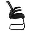 Pemberly Row Contemporary Mesh Sled Base Office Chair in Black