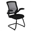 Pemberly Row Contemporary Mesh Sled Base Office Chair in Black
