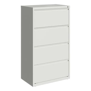 Pemberly Row 30&quot 4-Drawer Modern Metal Lateral Filing Cabinet in White