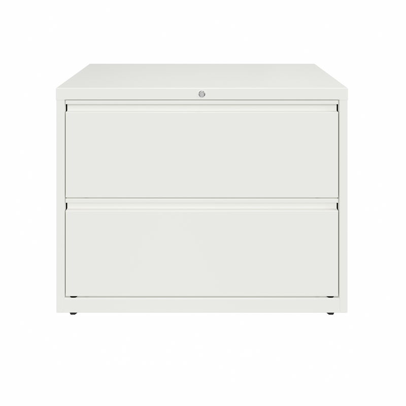 Pemberly Row 2-Drawer Metal Lateral Filing Cabinet w/ Interlock System in White