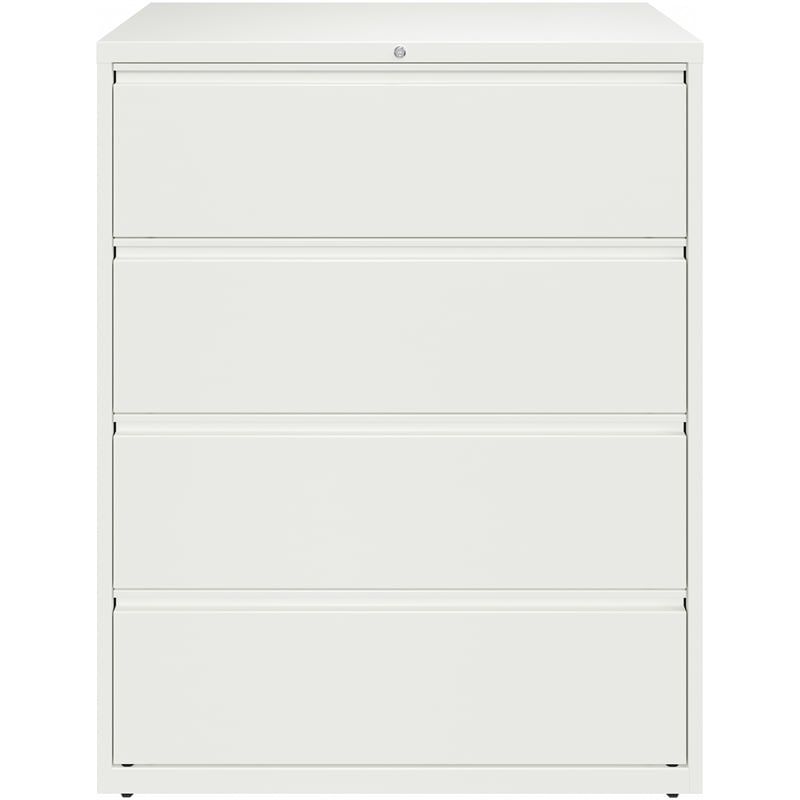 Pemberly Row 4-Drawer Modern Metal Lateral Filing Cabinet in White