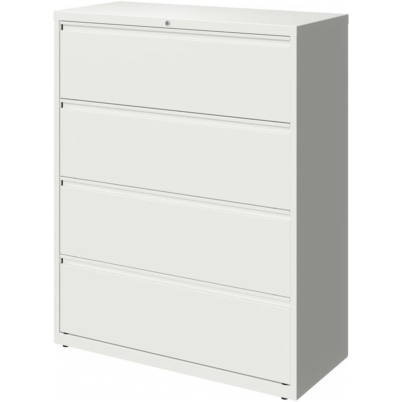 Pemberly Row 4-Drawer Modern Metal Lateral Filing Cabinet in White