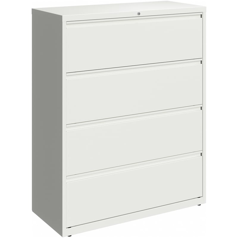 Pemberly Row 4-Drawer Modern Metal Lateral Filing Cabinet in White