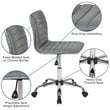 Pemberly Row Low Back Faux Leather Office Swivel Chair in Light Gray