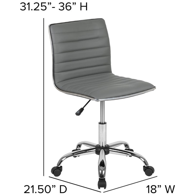 Pemberly Row Low Back Faux Leather Office Swivel Chair in Light Gray