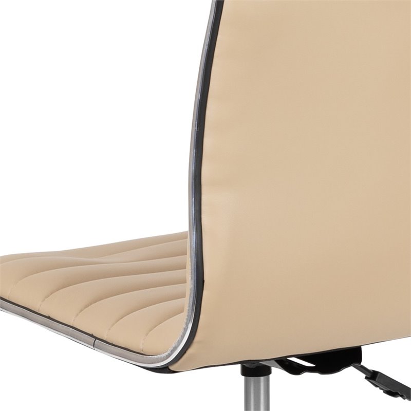 Pemberly Row Low Back Faux Leather Office Swivel Chair in Tan