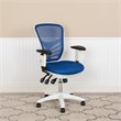 Pemberly Row Mid Back Executive Mesh Office Swivel Chair in Blue and White