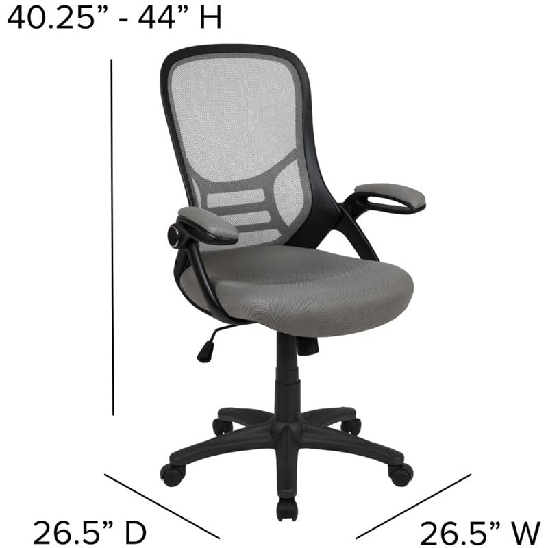 Pemberly Row High-Back Ergonomic Mesh Office Swivel Chair in Light Gray