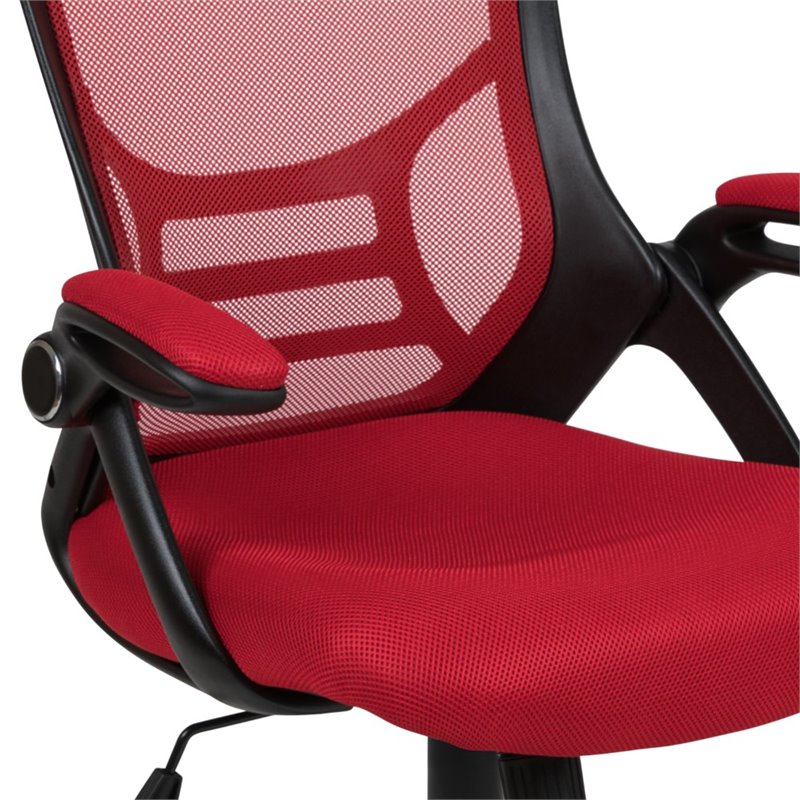 Pemberly Row High-Back Ergonomic Mesh Office Swivel Chair in Red