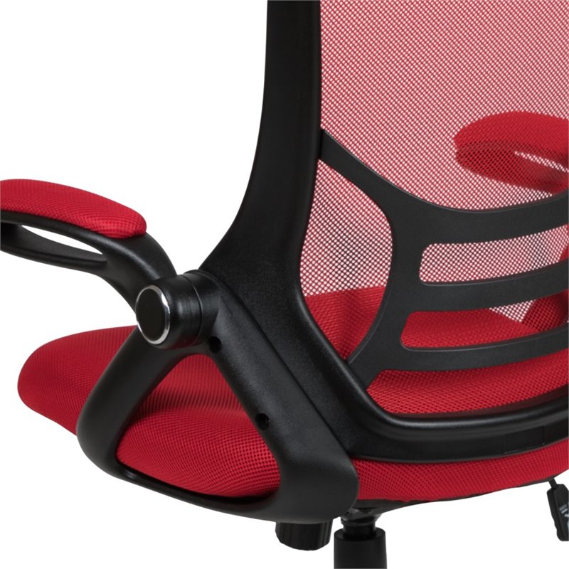 Pemberly Row High-Back Ergonomic Mesh Office Swivel Chair in Red