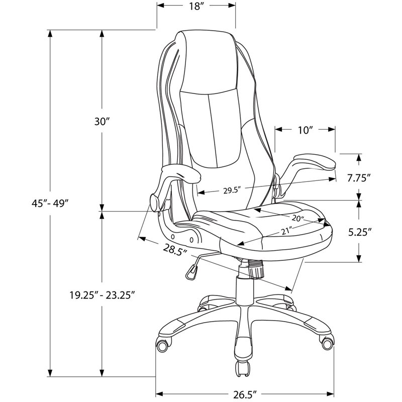 Pemberly Row Office Chair Swivel Ergonomic Armrests Computer Desk - Metal Black