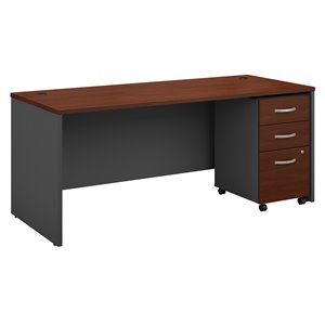 Pemberly Row Office Desk with Drawers in Hansen Cherry - Engineered Wood