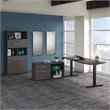 Pemberly Row 72W Adjustable Desk with Storage in Storm Gray - Engineered Wood