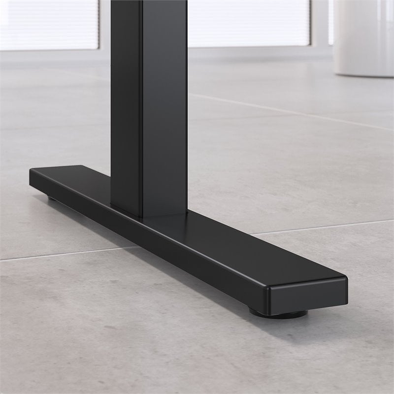 Pemberly Row 72W Adjustable Desk with Storage in Storm Gray - Engineered Wood