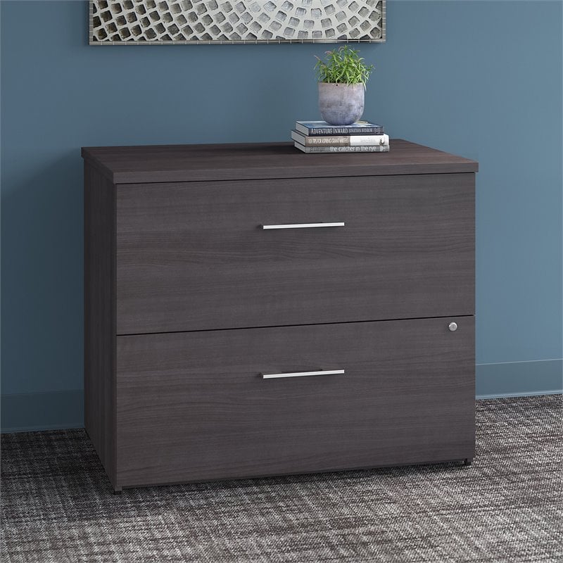 Pemberly Row 36W 2 Drawer Lateral File Cabinet in Storm Gray - Engineered Wood