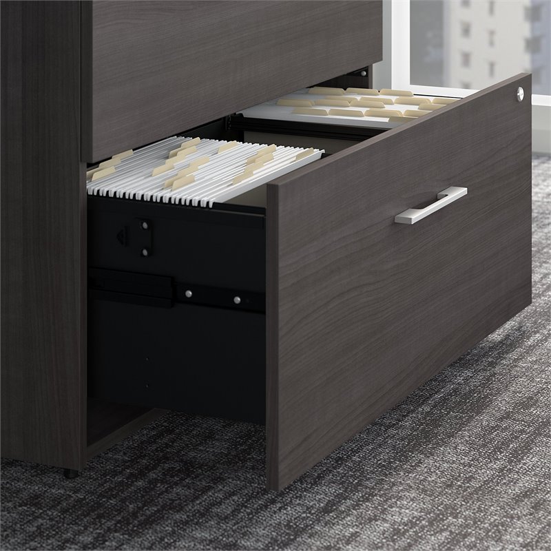Pemberly Row 36W 2 Drawer Lateral File Cabinet in Storm Gray - Engineered Wood