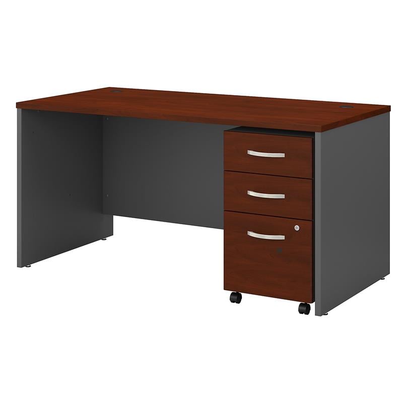 Pemberly Row 60W Office Desk with Drawers in Hansen Cherry - Engineered Wood