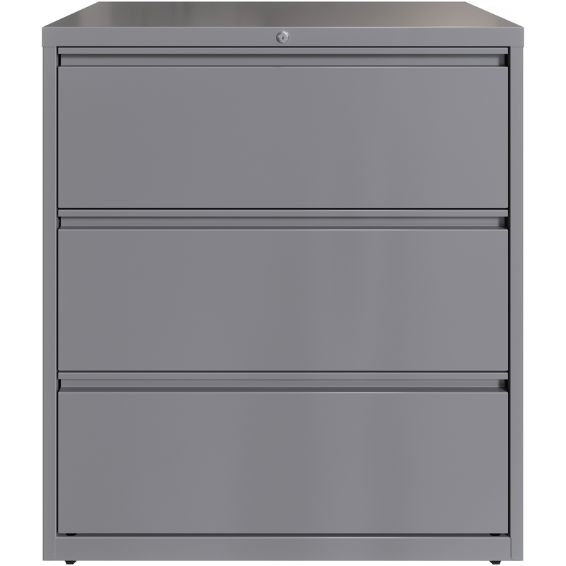 Pemberly Row 3-Drawer Modern Metal Lateral Filing Cabinet in Arctic Silver