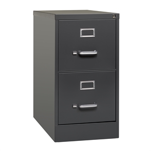 Pemberly Row 26.5&quot Metal Vertical Filing Cabinet with 2 Drawers in Charcoal