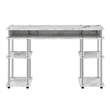 Pemberly Row No Tools Student Desk in White Faux Marble Wood Finish