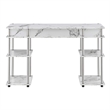 Pemberly Row No Tools Student Desk in White Faux Marble Wood Finish