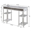 Pemberly Row No Tools Student Desk in White Faux Marble Wood Finish