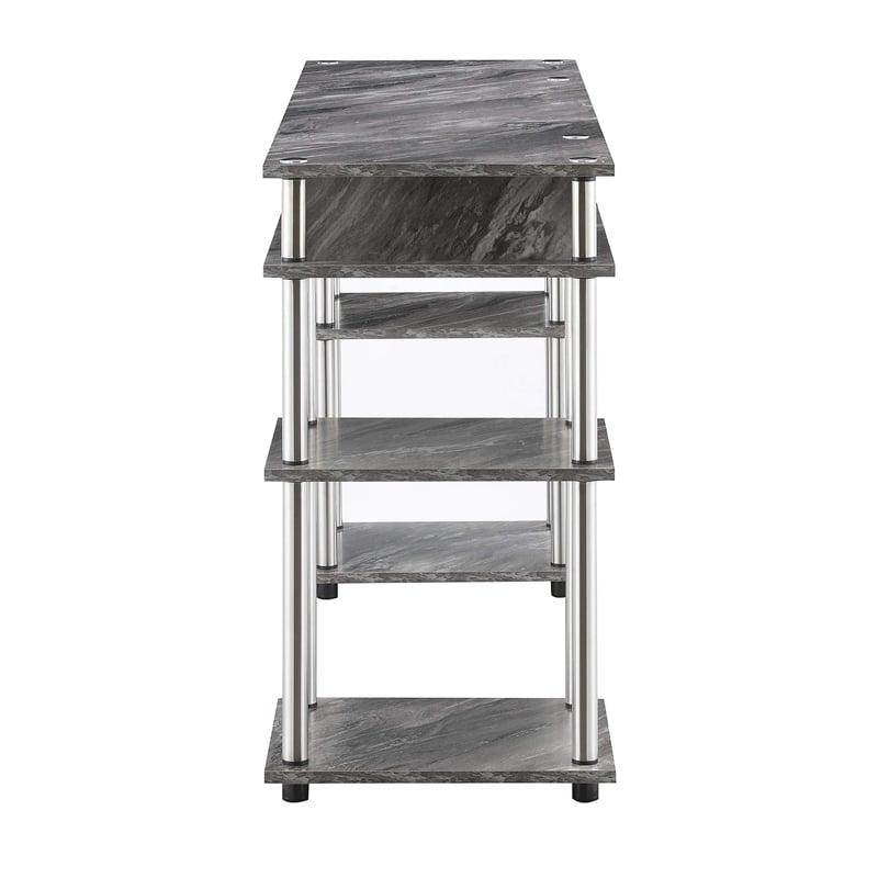 Pemberly Row No Tools Student Desk in Gray Faux Marble Wood Finish
