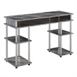 Pemberly Row No Tools Student Desk in Gray Faux Marble Wood Finish