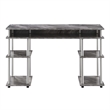 Pemberly Row No Tools Student Desk in Gray Faux Marble Wood Finish
