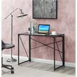 Pemberly Row Folding Desk- Espresso Wood Top and Black Metal Frame