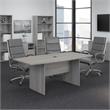 Pemberly Row Conference Table with Wood Base in Platinum Gray - Engineered Wood