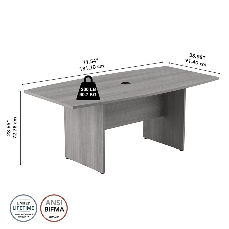 Pemberly Row Conference Table with Wood Base in Platinum Gray - Engineered Wood