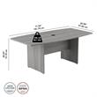 Pemberly Row Conference Table with Wood Base in Platinum Gray - Engineered Wood
