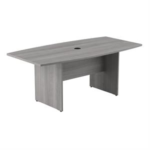 Pemberly Row Conference Table with Wood Base in Platinum Gray - Engineered Wood