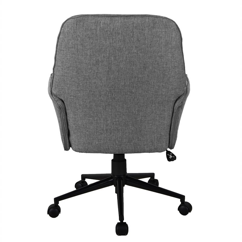 Pemberly Row Modern Fabric Upholstered Tufted Office Chair with Arms in Gray