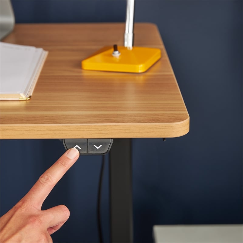 Pemberly Row Creativity Electric Height Adjustable Standing Desk Light Brown