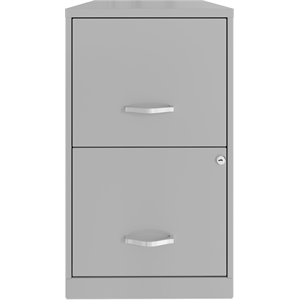 Pemberly Row Contemporary 18in 2 Drawer Metal Filing Cabinet Arctic Silver