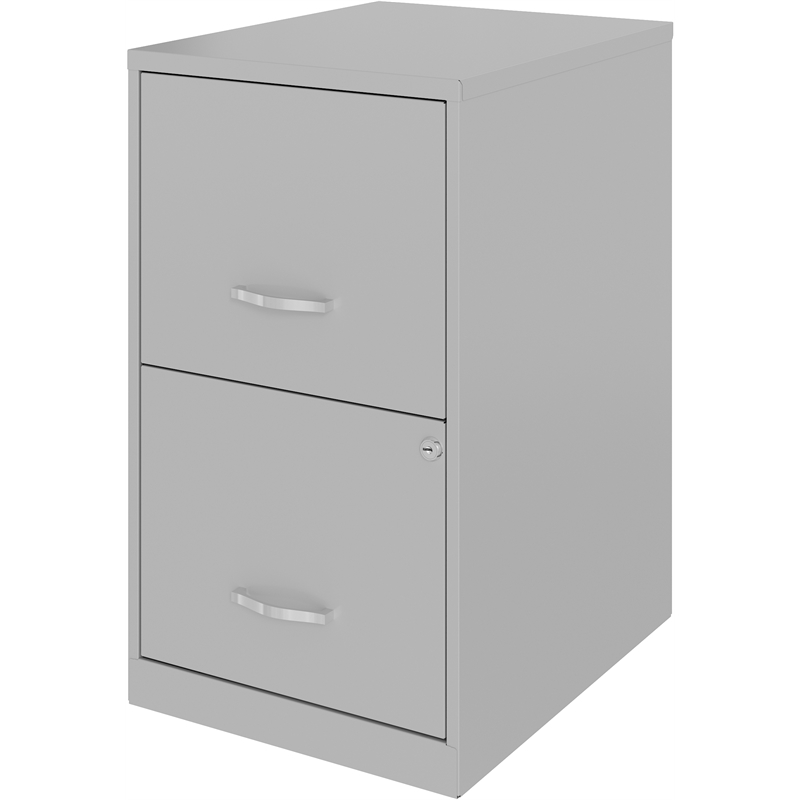 Pemberly Row Contemporary 18in 2 Drawer Metal Filing Cabinet Arctic Silver