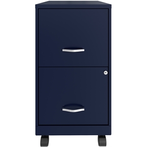 Pemberly Row 18&quot 2-Drawer Metal Mobile Smart Vertical Filing Cabinet in Navy