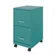 Pemberly Row 18in 2 Drawer Metal Mobile Smart Vertical Filing Cabinet Turquoise