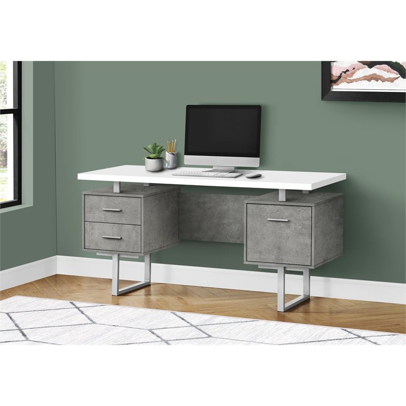 Pemberly Row Computer Desk Home Office Laptop Storage Drawers 60