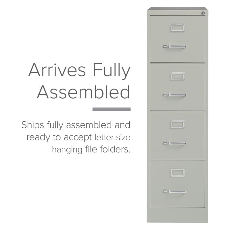 Pemberly Row 4-Drawer Contemporary Metal Vertical Filing Cabinet in Light Gray
