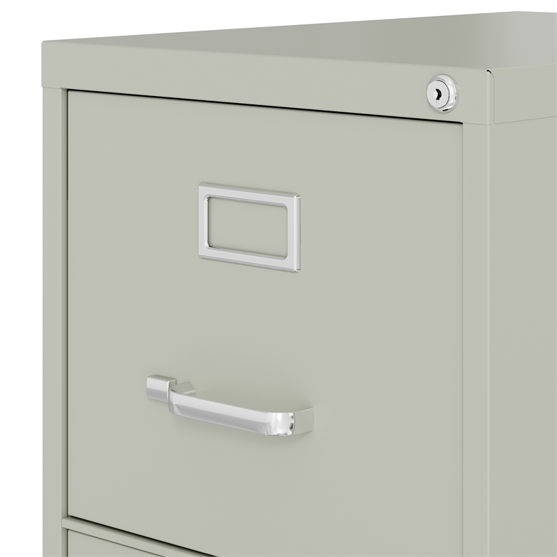 Pemberly Row 4-Drawer Contemporary Metal Vertical Filing Cabinet in Light Gray