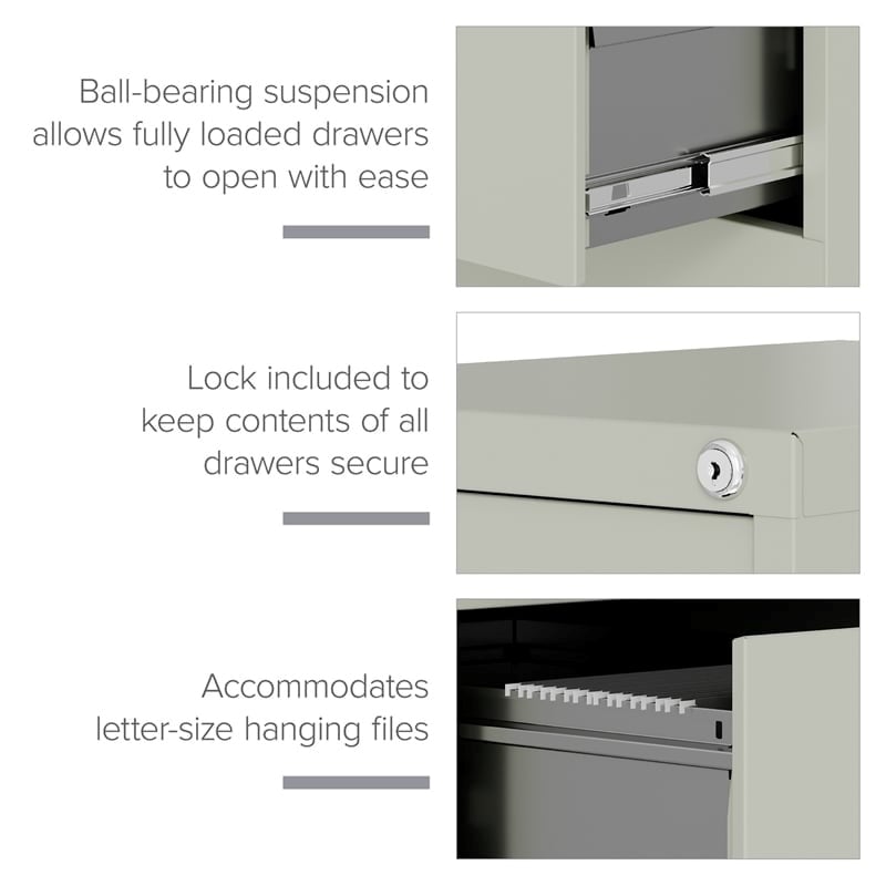 Pemberly Row 4-Drawer Contemporary Metal Vertical Filing Cabinet in Light Gray