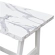 Pemberly Row Trestle Desk with Shelves in White Faux Marble Wood Finish
