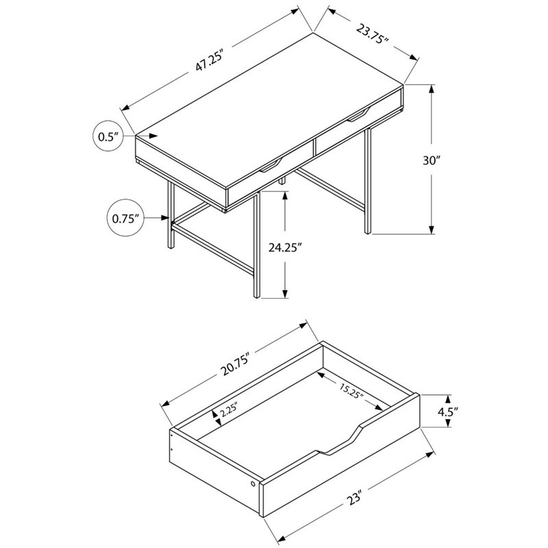 Pemberly Row Computer Desk Home Office Laptop 48