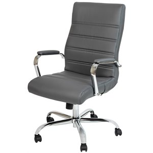 Pemberly Row Contemporary Leather High Back Office Chair in Gray